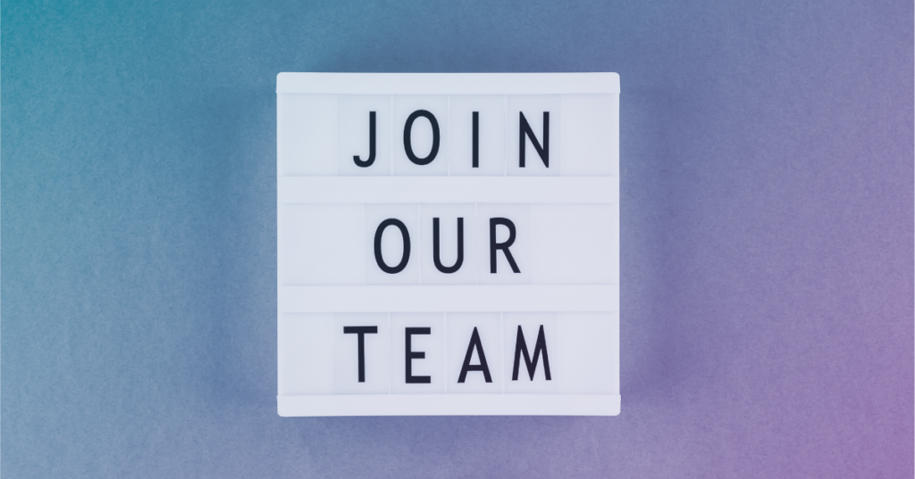 Blue image with Join our Team