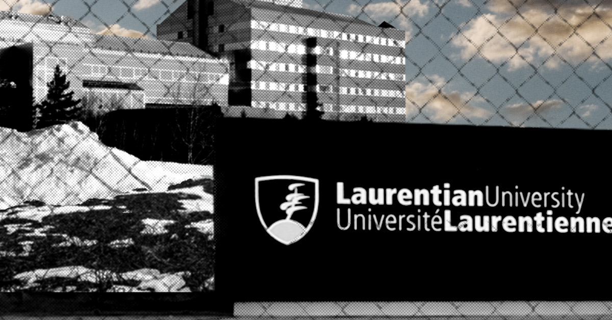 Laurentian University behind a chainlink fence